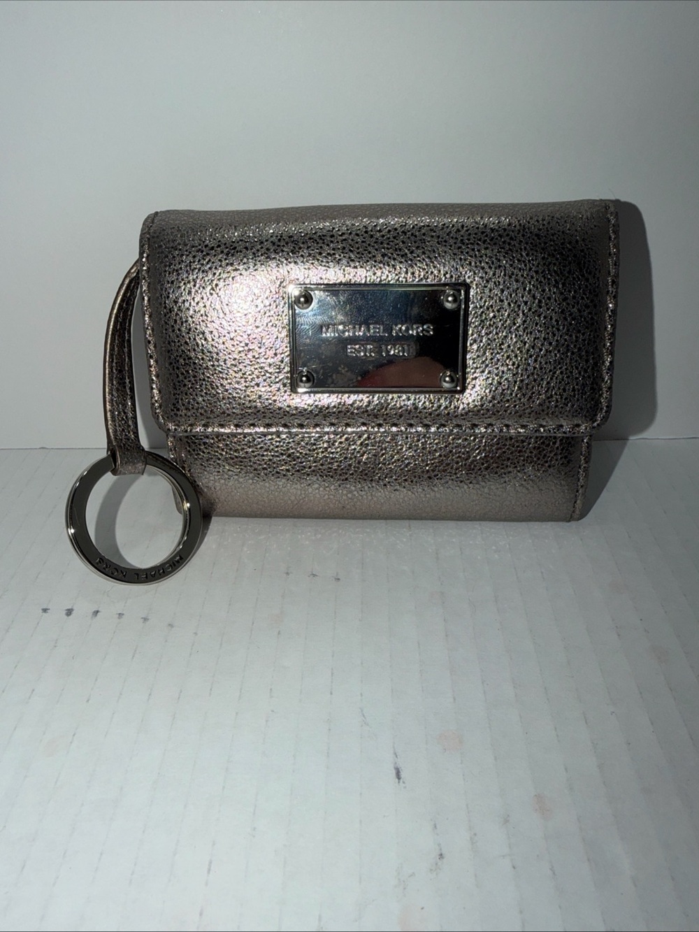 Michael Kors Metallic Pewter Keyring Phone Wallet